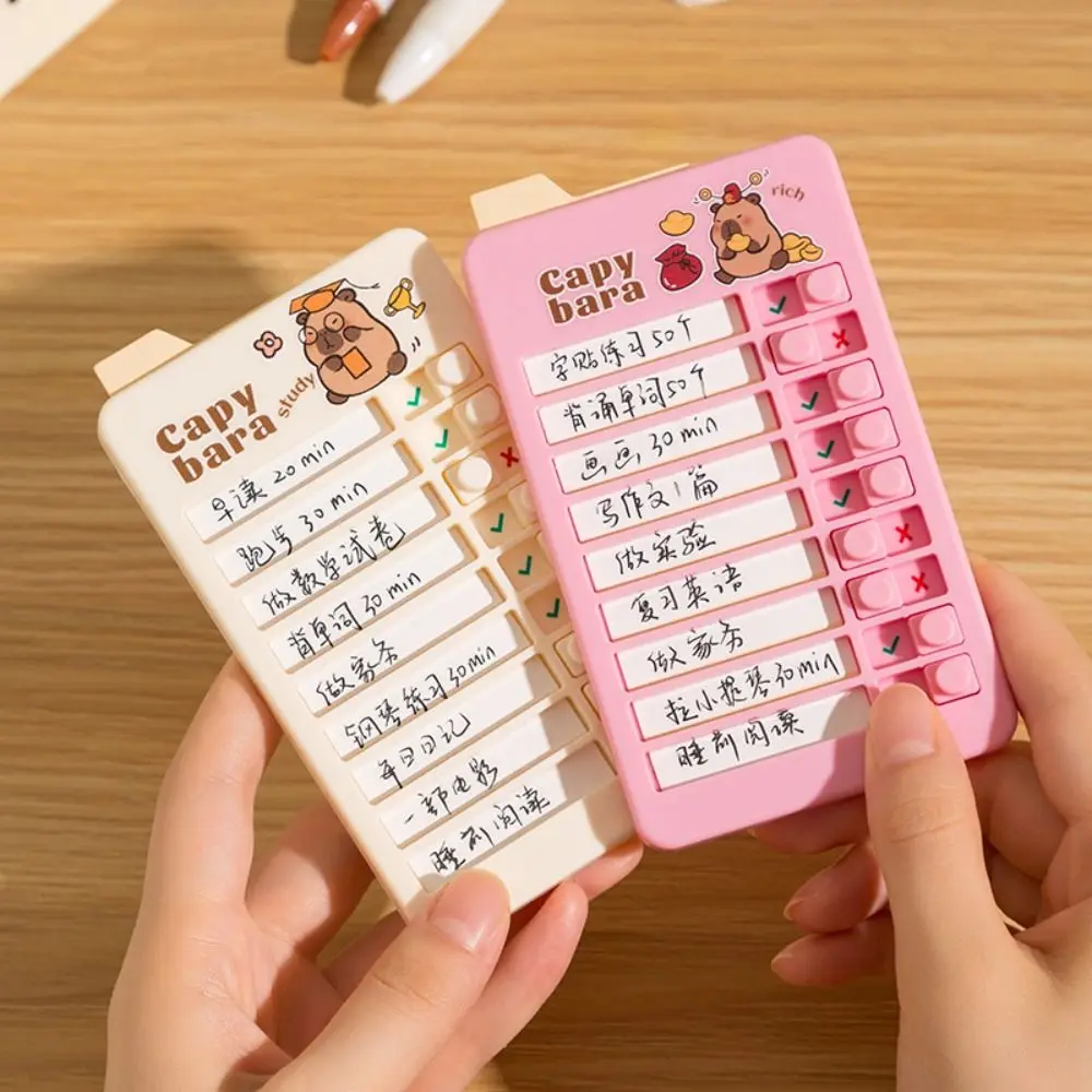 Capybara Good Habit Punch Card การ์ตูนที่ถอดออกได้ Daily Task Planning Board รายการตรวจสอบงานที่มีประสิทธิภาพ