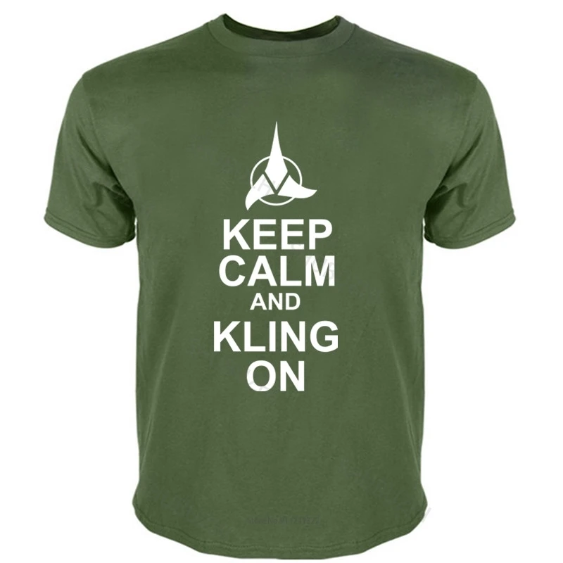 mens short sleeve t shirt Keep Calm and Klingon T Shirt Mens Boys Startrek Spock Syfy fashion tee-shirt male summer tops