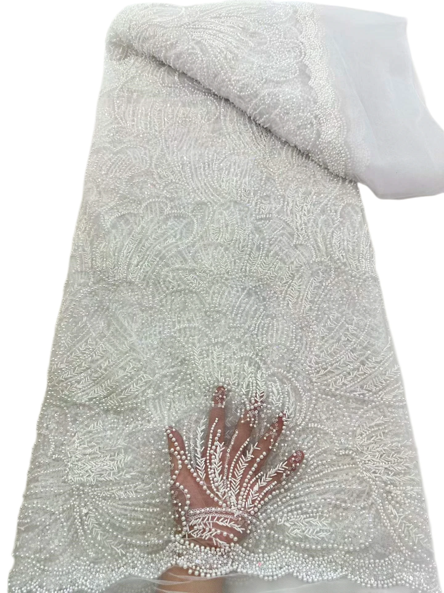 2027 Latest  Wedding Evening Dress Fabric, Elegant Soft Tulle Beaded tube Lace - High Quality Austria LatestU_Ge6383 - view 6