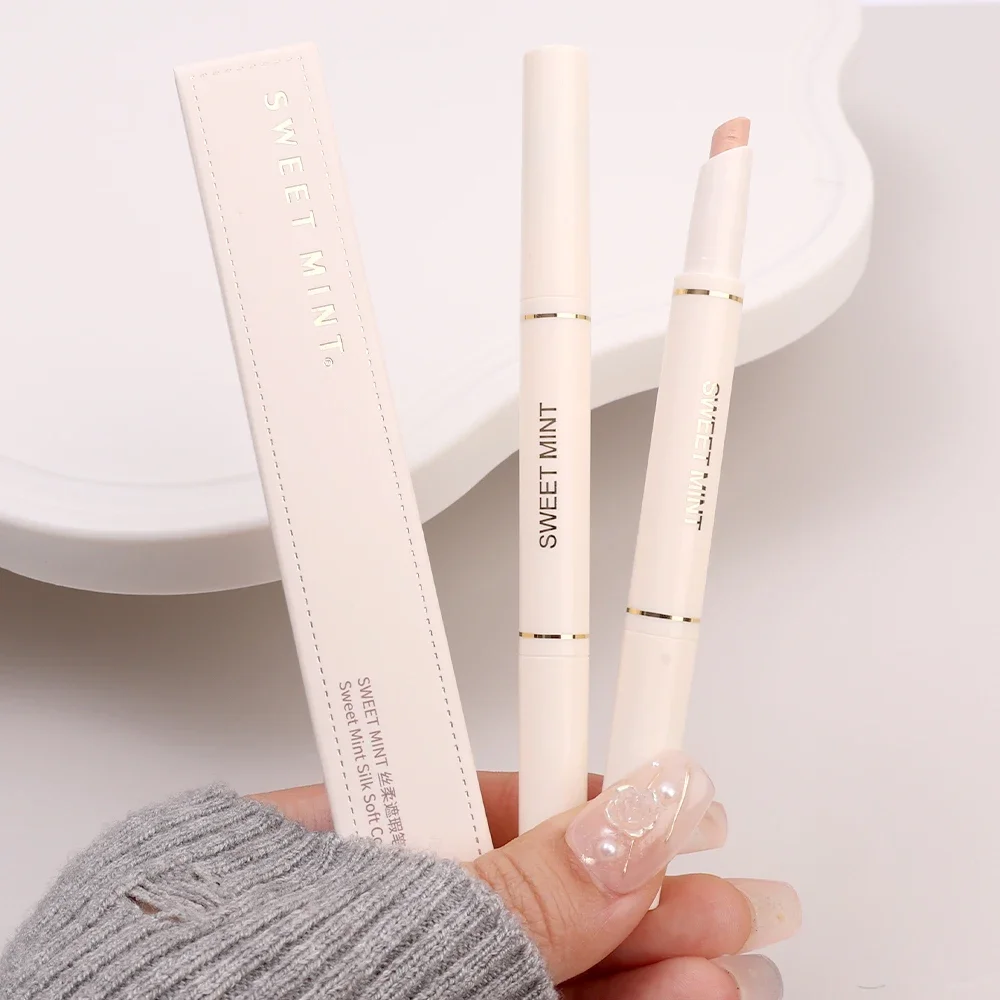 Double-ended Concealer Pencil and Brush 2 in 1 Waterproof Longlasting  Contour Stick Matte High Gloss Brighten Face Highlighters