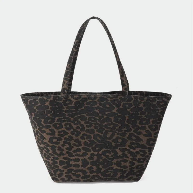 

Новинка 2026: Сумка-тоут с леопардовым принтом, большая вместительная женская холщовая сумка через плечо, модная повседневная сумка для шопинга и на каждый день