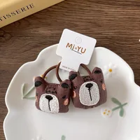 Kids Hair Accessories 1 Pair 3D Bunny Duck Scrunchies Plush Material Embroidery for Toddlers - Image 2