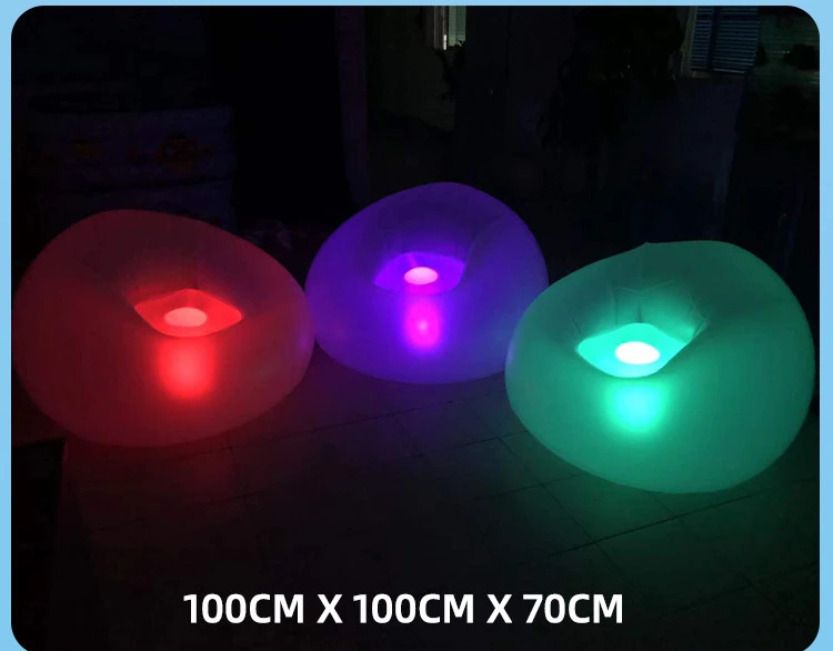 مضيئة شخص كسول نفخ الأرائك التخييم LED التحكم عن بعد 16 ألوان يعتم في الهواء الطلق تألق طوي البراز كراسي الشاطئ