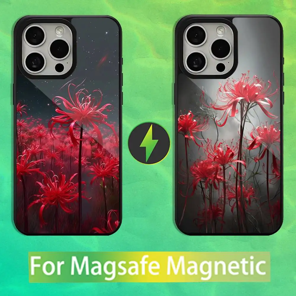

Red spider lily Phone Case For iPhone 16,15,14,13,12,11,Pro,Max,Plus,Mini,Magsafe,Magnetic Wireless Charging Case