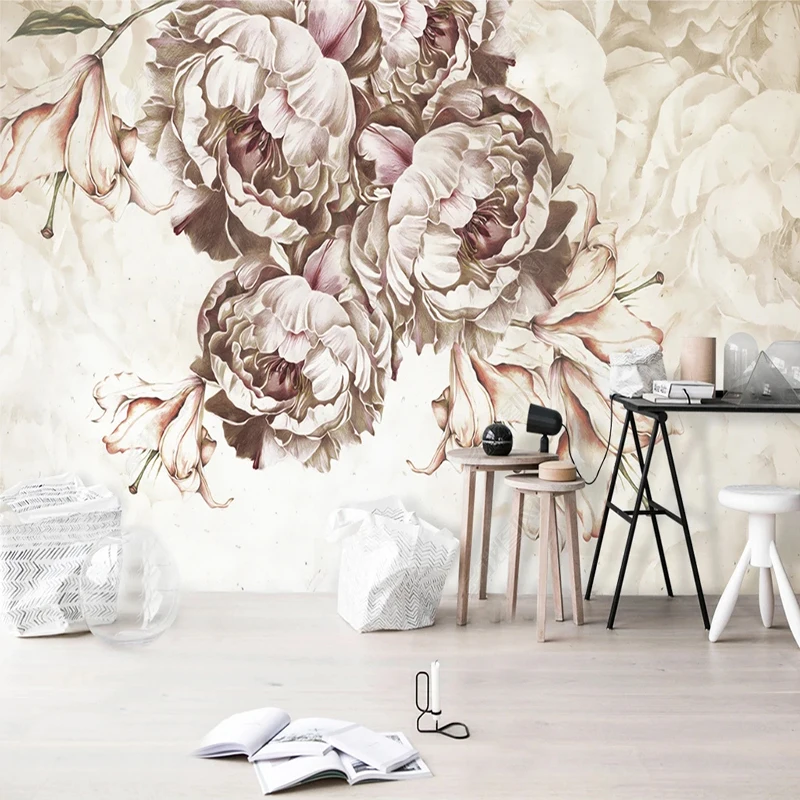 

3D Mural Wallpaper Modern European Hand Painted Rose Flowers Living Room Bedroom Bedside TV Background Wall Home Decor Painting