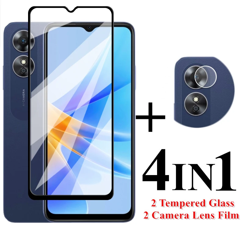 

For OPPO A17 Screen Protector 6.56 inch Full Cover Glass For OPPO A12 A15 A15s A16 A16s A17 Tempered Glass OPPO A17 9H Lens Flim