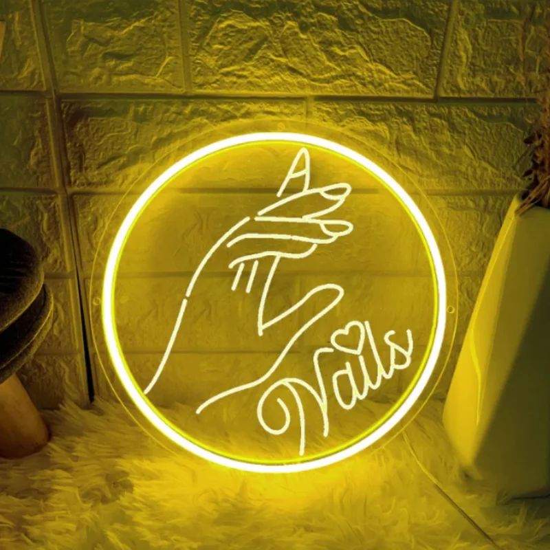 Nails Neon Sign For Spa Beauty Room Nail Brows Lashed Salon Studio 3D Art Carving Design LED Wall Decor Business Stores Logo