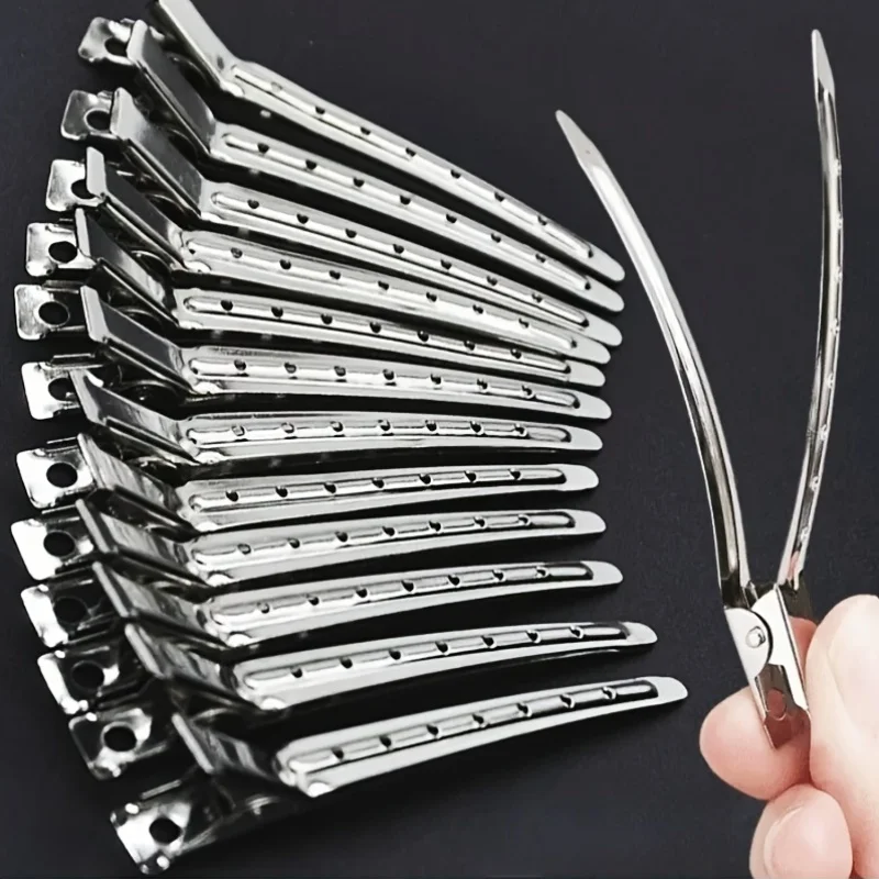

[Pack of 6] Stainless steel hairdressing duck bill clip, professional haircut partition clip, high temperature resistant positioning clip, hair root fluffy setting tool