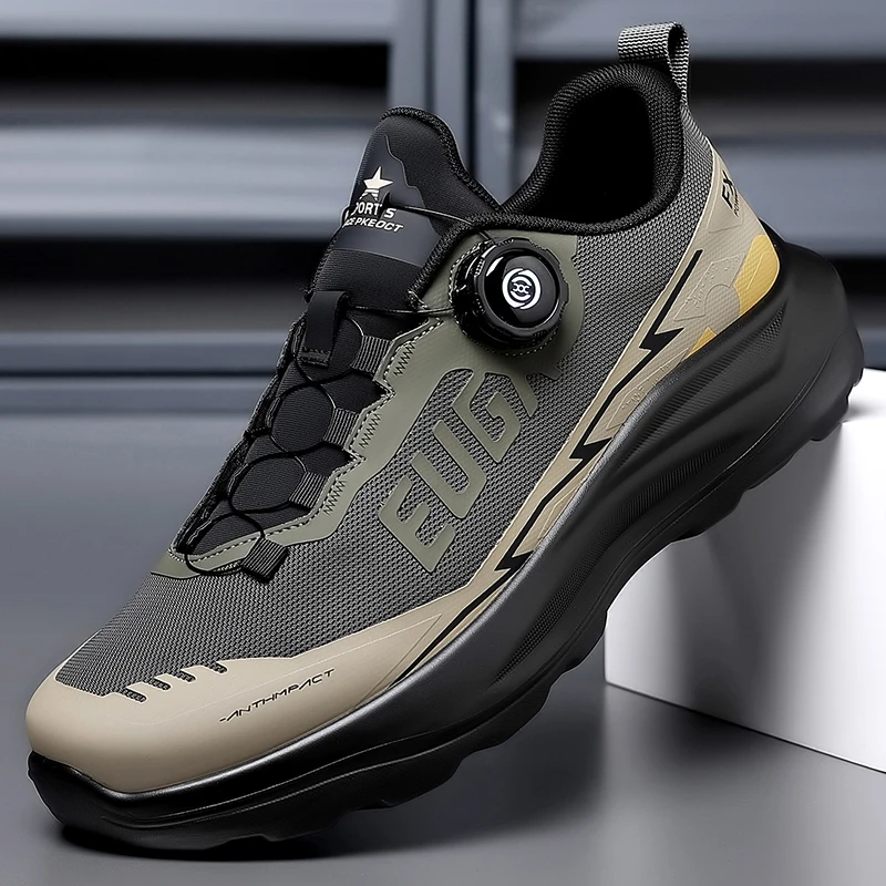 

2025 Hot Sale Running Shoes For Men Black Green Outdoor Sports Shoe Quick Lacing Trail Walking Shoe Man Anti Slip Training Shoes