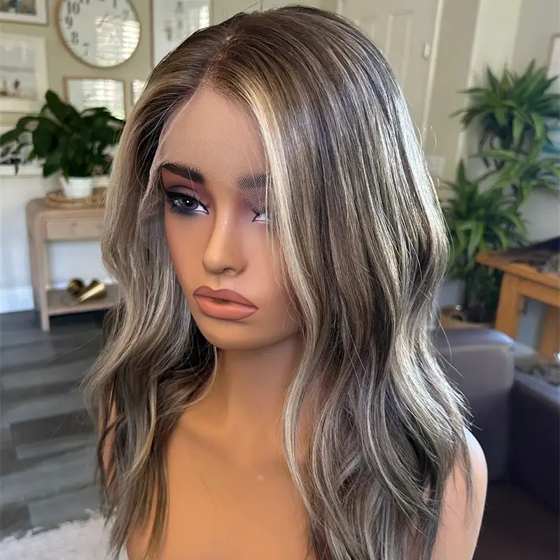 

Парик для вечеринок и повседневного использования, синтетический парик с омбре, коричневые пряди, с кружевной передней частью, для женщин, для белых и темнокожих женщин