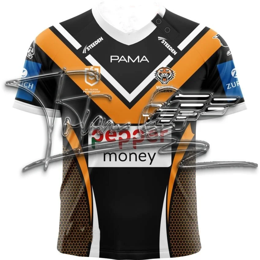 2025 Nuovo arrivo Wests Tigers 2025 Maglia da rugby da uomo Home Australia NRL Uomo Oversize Allenamento ad asciugatura rapida Manica corta Tees Kid