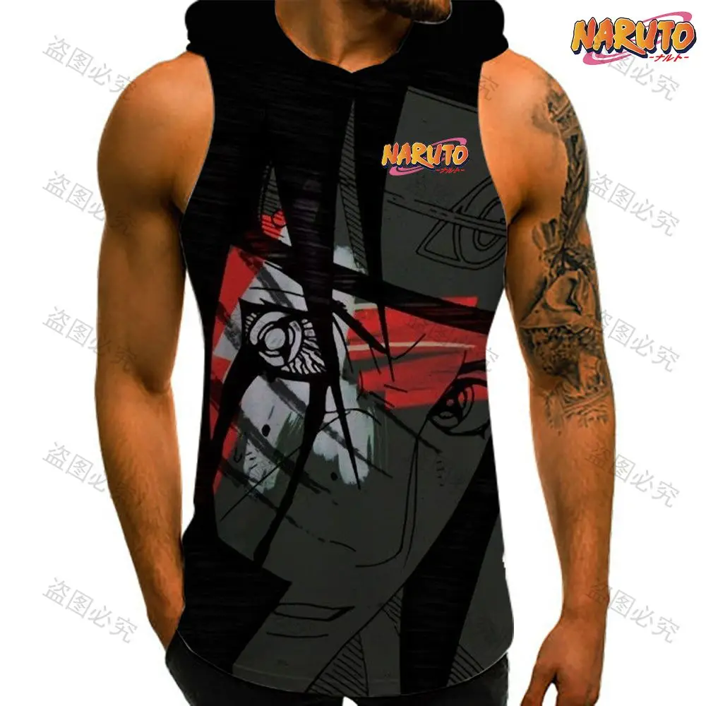 Sleeveless Shirts Essentials Hooded Vest Sportswear for Men High Quality Naruto Clothing Hip Hop Gym Y2k Men's T-shirts New 2023