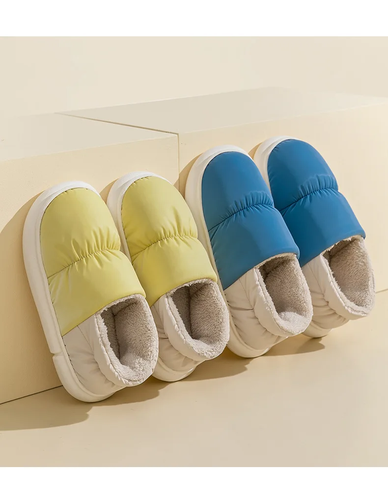 Shevalues Plüschfutter-Hausschuhe für Damen, warme Baumwoll-Hausschuhe, rutschfeste, dicke Sohle, flauschige Schuhe für Paare. – Detail 12
