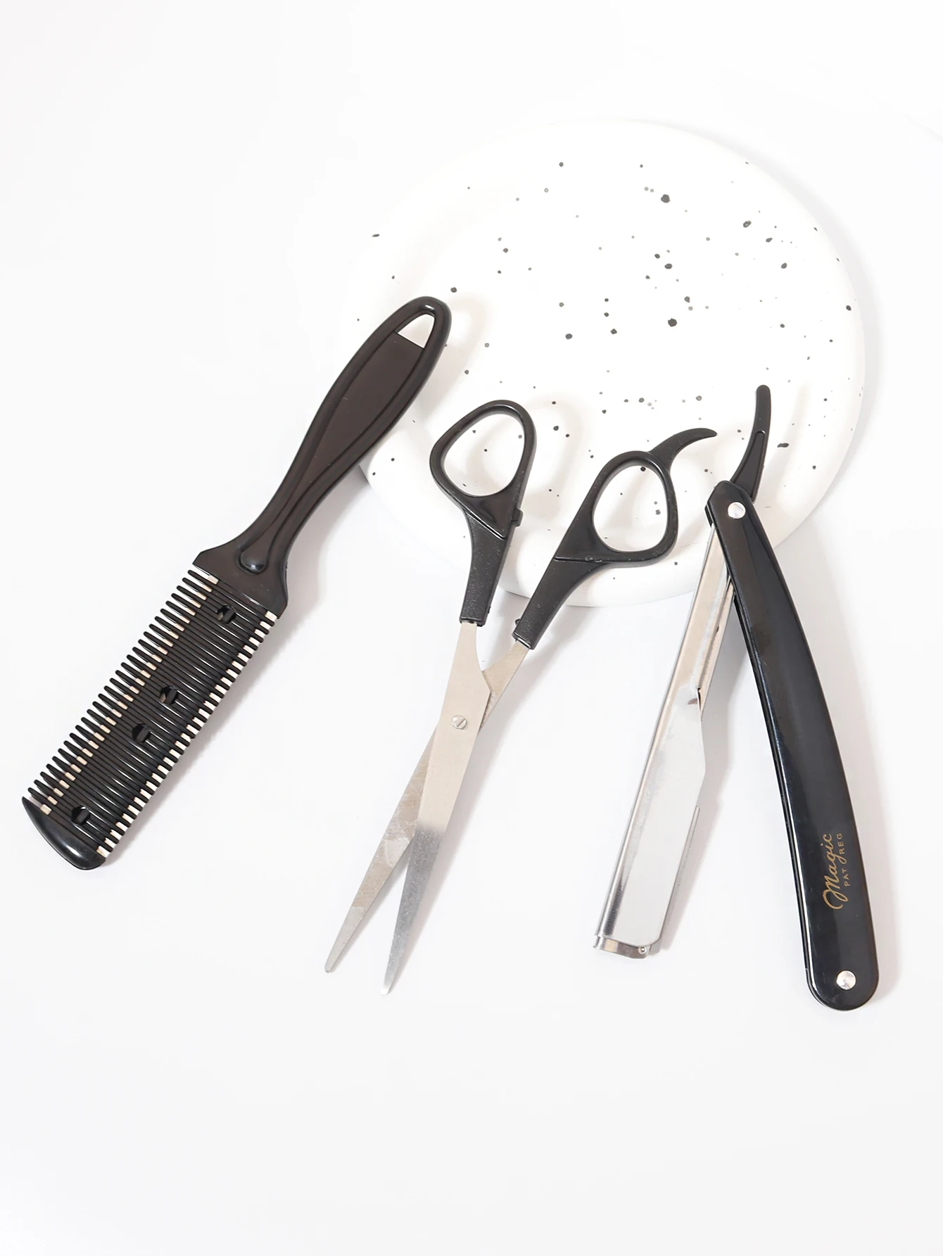 مجموعة قص الشعر مكونة من 3 قطع، وإزالة اللحية وشعر الحافة وشعر الوجه، تستخدم لتصفيف الشعر، خاصة للشعر المستعار الحقيقي