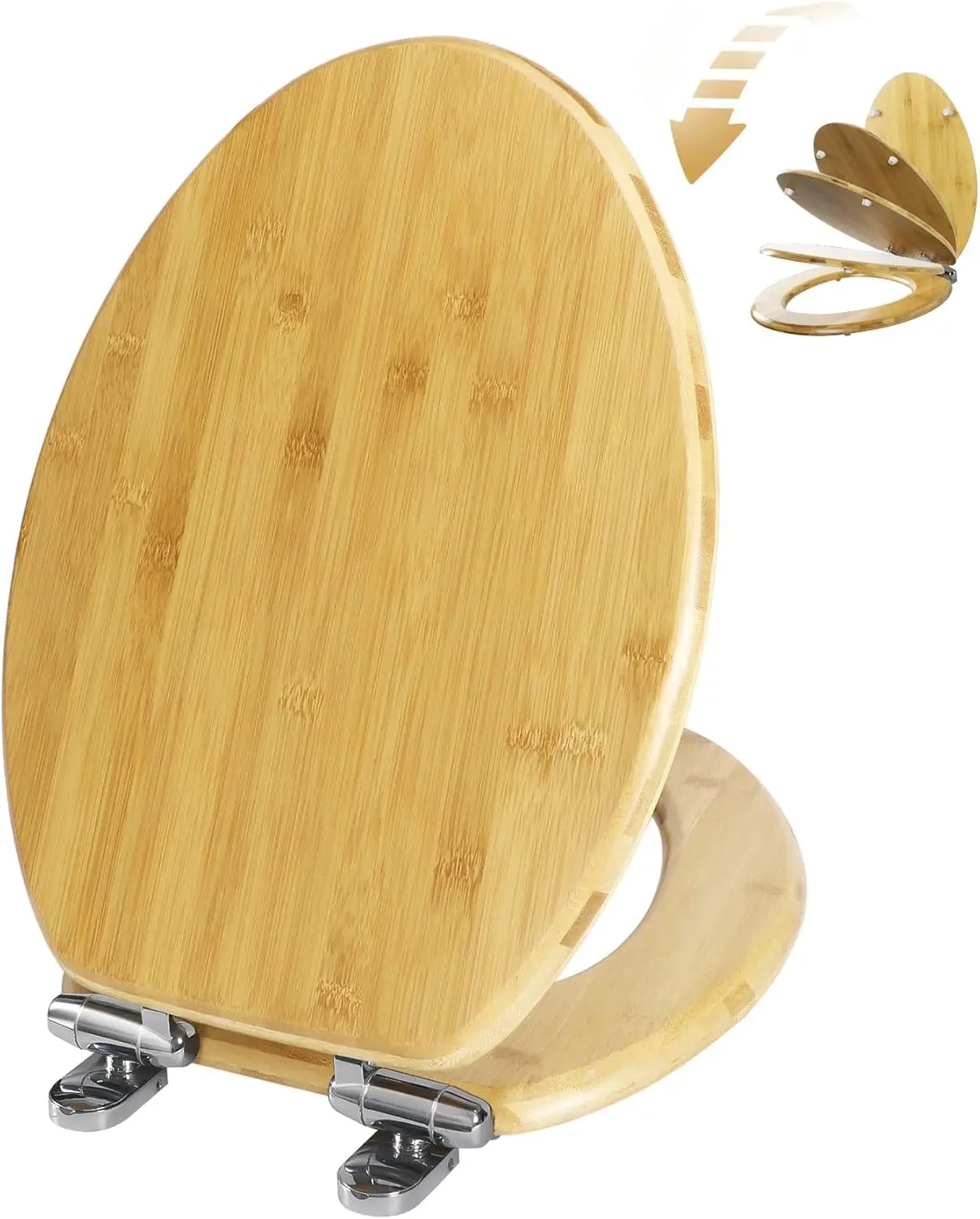 

Elongated Bamboo Toilet Seat with Slow Close, Quick Release Hinges, Natural Lightweight Design, 19-inch American Standard