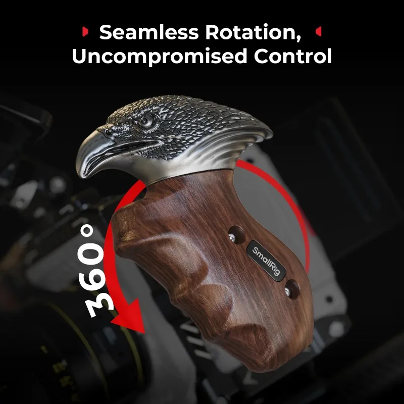 SmallRig Rotating Left Side Wooden Handle Eagle-Head Handgrip NATO Clamp for Sony Canon Camera Monitor Cage 4817