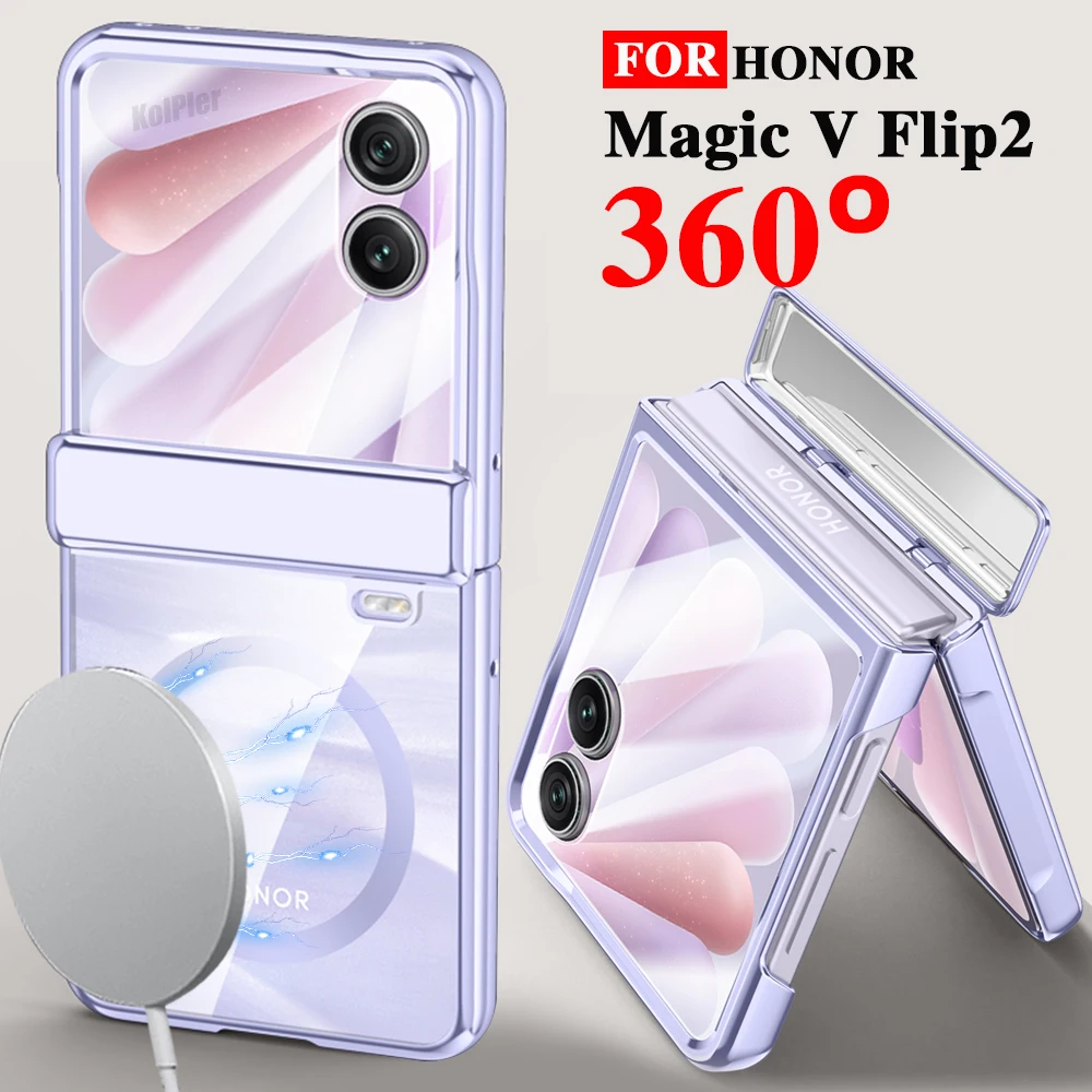 

MagicVFlip2 Стеклянная защитная пленка для экрана, сильный магнитный прозрачный чехол для HONOR Magic V Flip 2, тонкий защитный прозрачный чехол