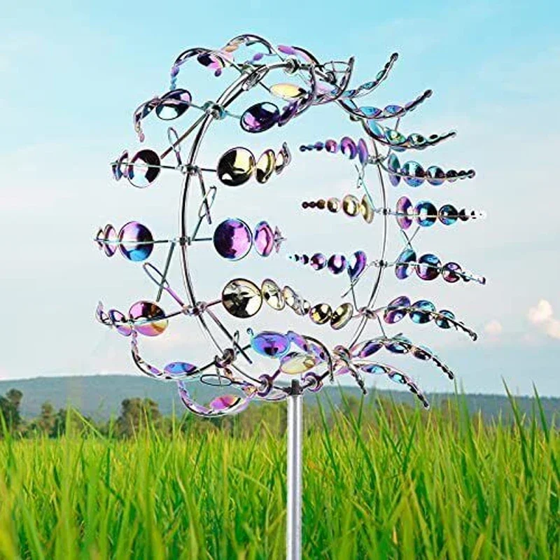 

New Outdoor Rotary Metal Windmill 3D Wind Powered Kinetic Metal Sculpture Garden Courtyard Lawn Wind Spinners Gifts Home Decor