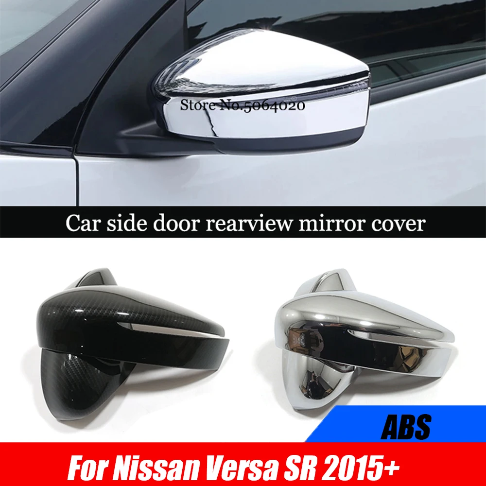 

For Nissan Versa SR 2015-2019 Accessories ABS Chrome/Carbon fiber Car rearview mirror cover Cover Trim Sticker Car Styling 2pcs