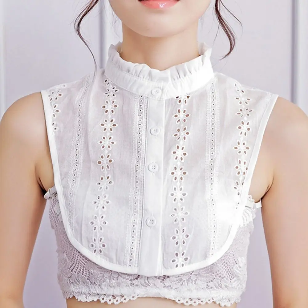 

Простой белый съемный воротник-стойка из черного жаккардового кружева в корейском стиле, регулируемый, для женщин