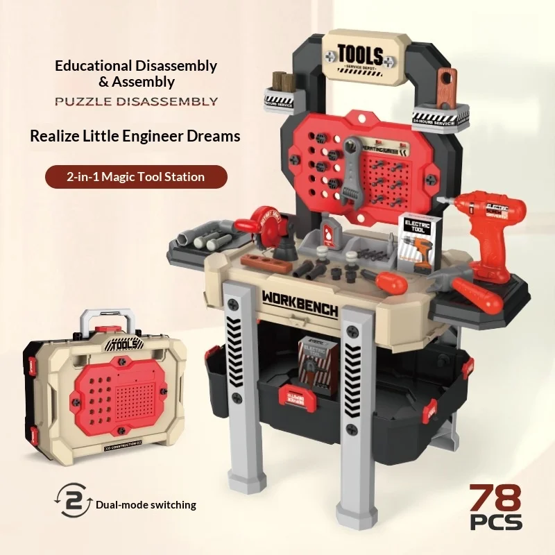 전동 드릴과 톱 도구 세트, 드라이버 포함, 소년들을 위한 역할 놀이 학습용 토이 키트