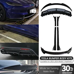 For Tesla 2023-2024+ Highland Model 3 Gloss Matte Black Body Kits Bumper Lips Diffuser Spoiler Tunning Tesla Tuning Accessories