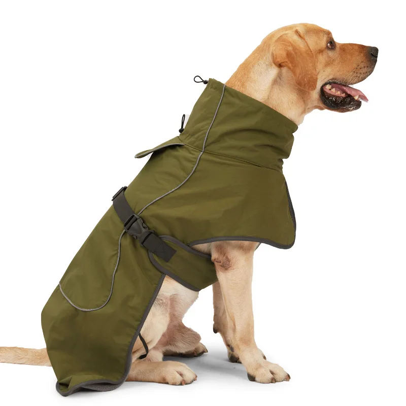 Chaqueta Impermeable para Perro, Chubasquero Reflectante para Perro, Chaqueta para Clima Frío con Forro Polar Suave, Ropa de Abrigo para Mascotas al Aire Libre