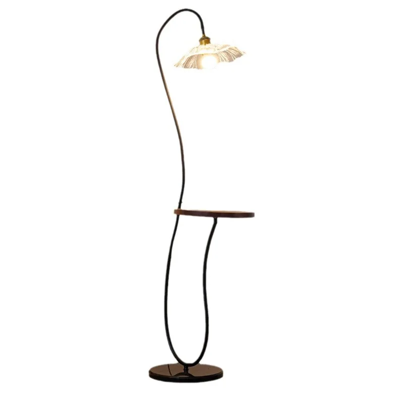 

Modern simple living room, coffee table shelf next to sofa, floor lamp decorative ornament