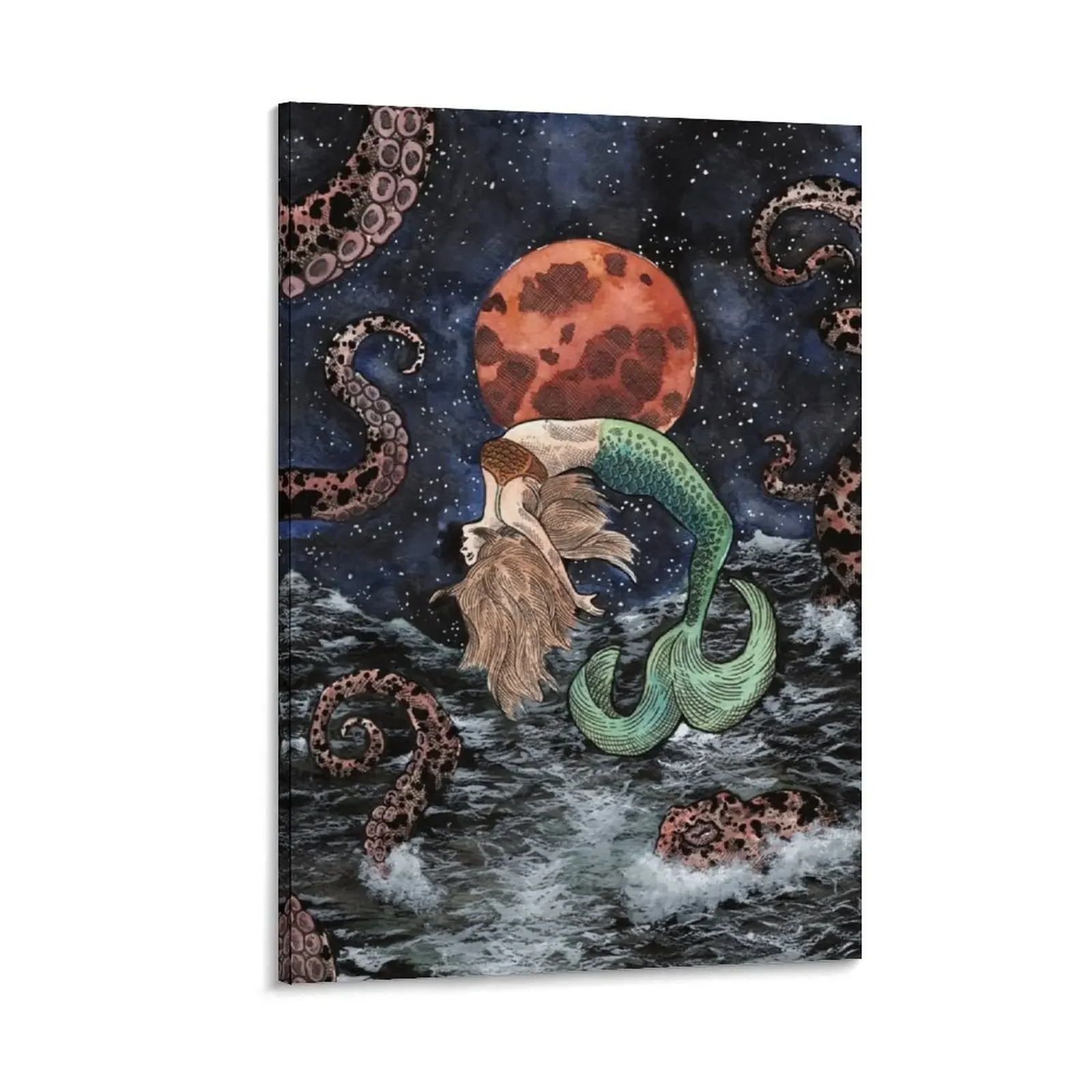 

Mermaid and Kraken Canvas Painting wall decoration paintings home and decoration Paintings on the wall anime posters