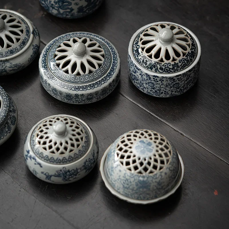Blue and White Incense Burner Incense Plate Agarwood Aromatherapy Household Indoor Sandalwood Stove Creative Decoration