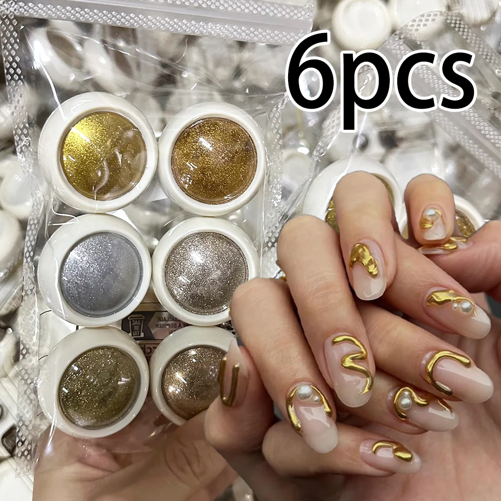 

6 Colors Gold Silver Chrome Glitter Nail Powder Mirror Metallic Effect Nail Rubbing Dust Holographic Pigment Nail Art Decoration