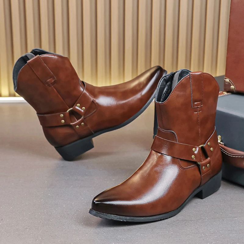 

Men's Autumn/Winter Boots Classic gentleman retro style Work Office Business Outdoor high top leather shoes 38-46 versatile