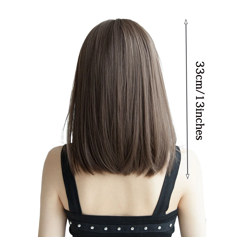 13 インチ ボブ ストレート 人工毛 ローズ イントラネットは、女性の日常パーティー ハロウィン ウィッグ 前髪付きファッションに適しています。
