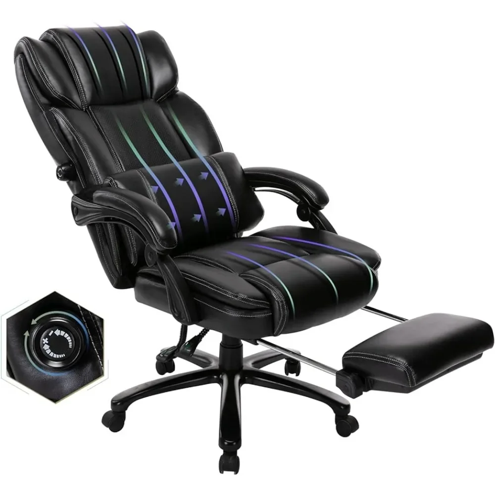 

Swivel Chair Big and Tall Office Chair With Footrest-Ergonomic Office Chair With Adjustable Backrest 350LBS Computer Armchair