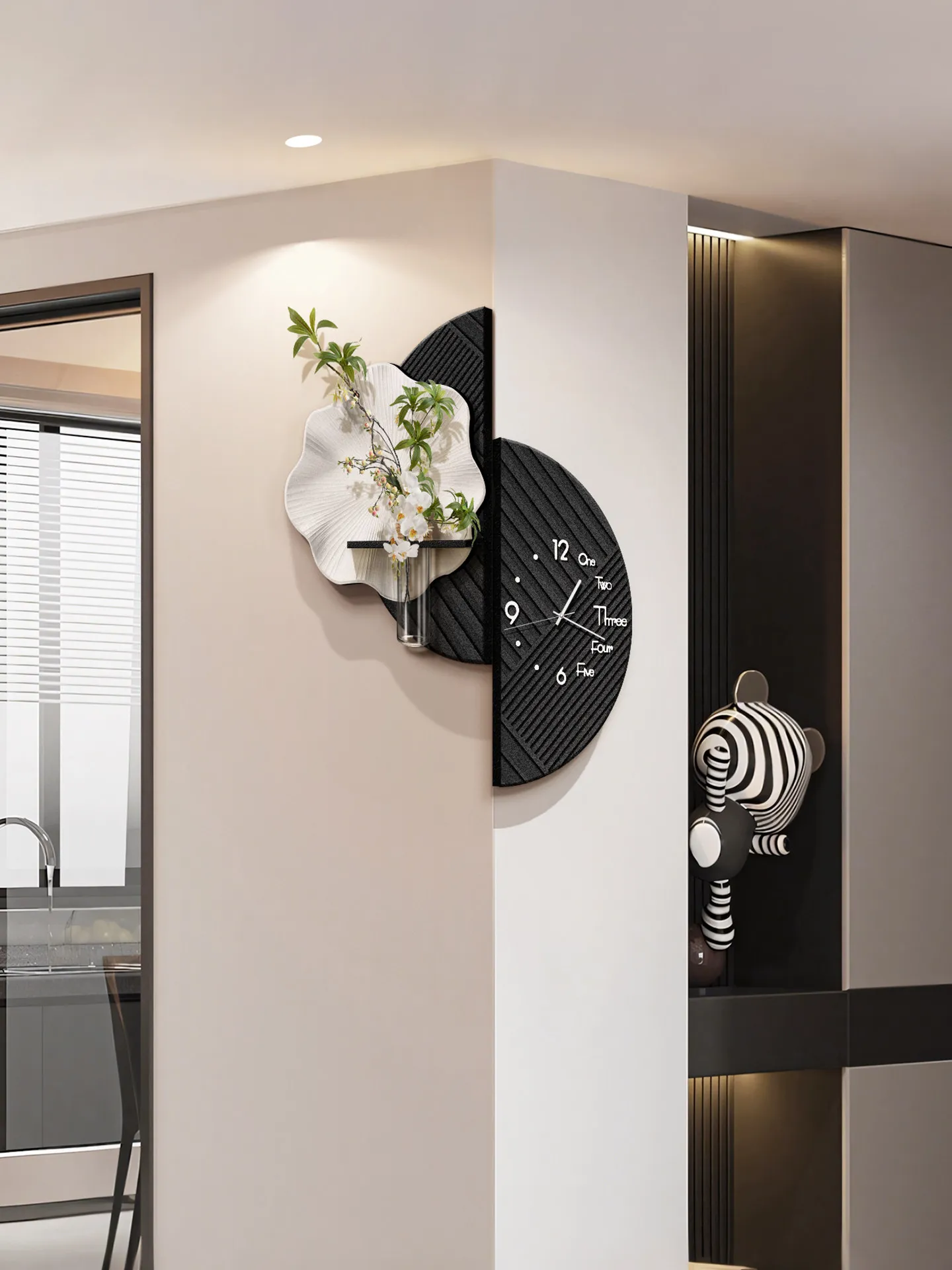 

Современные простые угловые часы для гостиной с декоративной росписью, угловые подвесные настенные часы