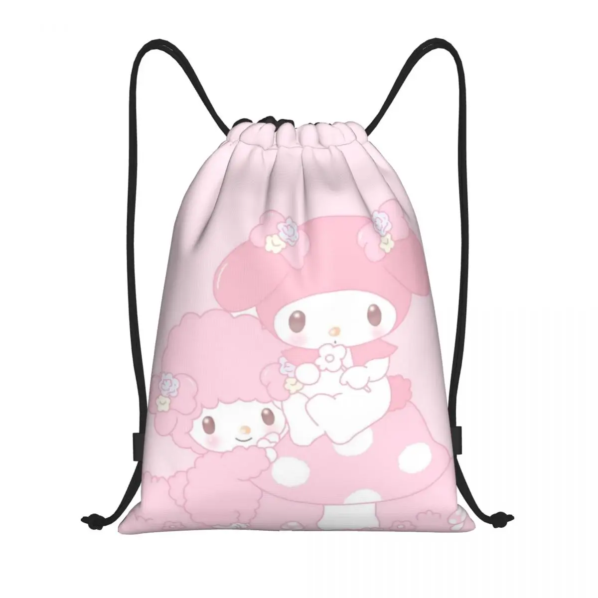 My Melody-Bolsa de almacenamiento con cordón, bolso de hombro para compras de comestibles, portátil, plegable, de viaje