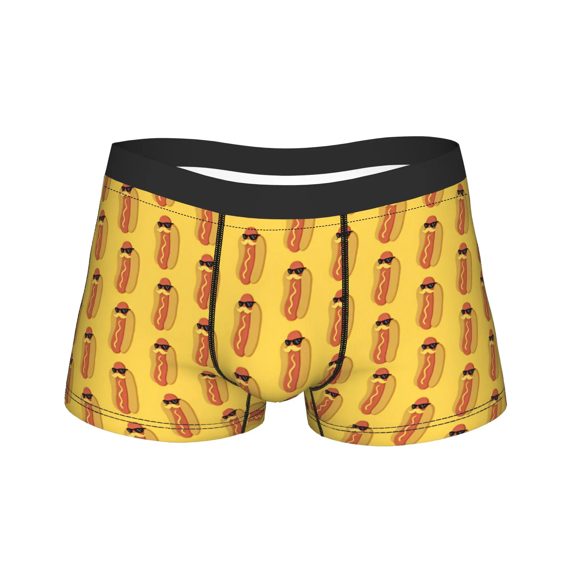Sunglasses Mustache Hot Dog Vertical Pattern Trunk  Pouch Underwear High Quality Custom DIY Shorts Briefs Comfortable Underpants