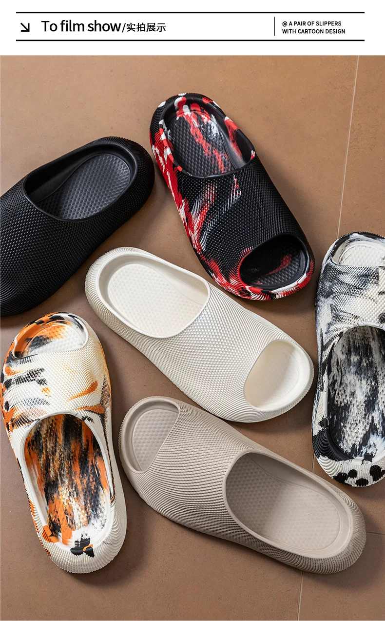 Herren- und Damen-Sandalen mit Chinesischem Tuschmalerei-Muster, Wolken-Design, Dicke Plattform, Slip-On, Sommer-Sandalen, Weich, Komfortabel, Rutschfest, für Outdoor und Strand, Casual – Detail 4