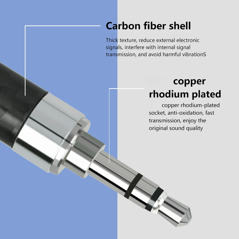 Conector de cable de soldadura auxiliar para auriculares, conector macho de Audio estéreo de fibra de carbono y cobre de 3,5mm, chapado en rodio, 2 piezas