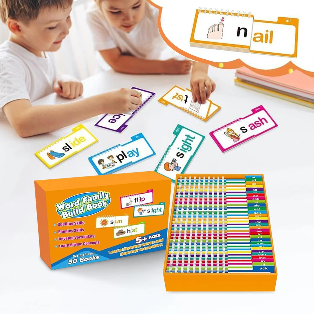 

CVC Word Flip Chart Vowel Word Flashcards Educational Sight Words Games Interactive Consonante Vocale Word Builder for Kids