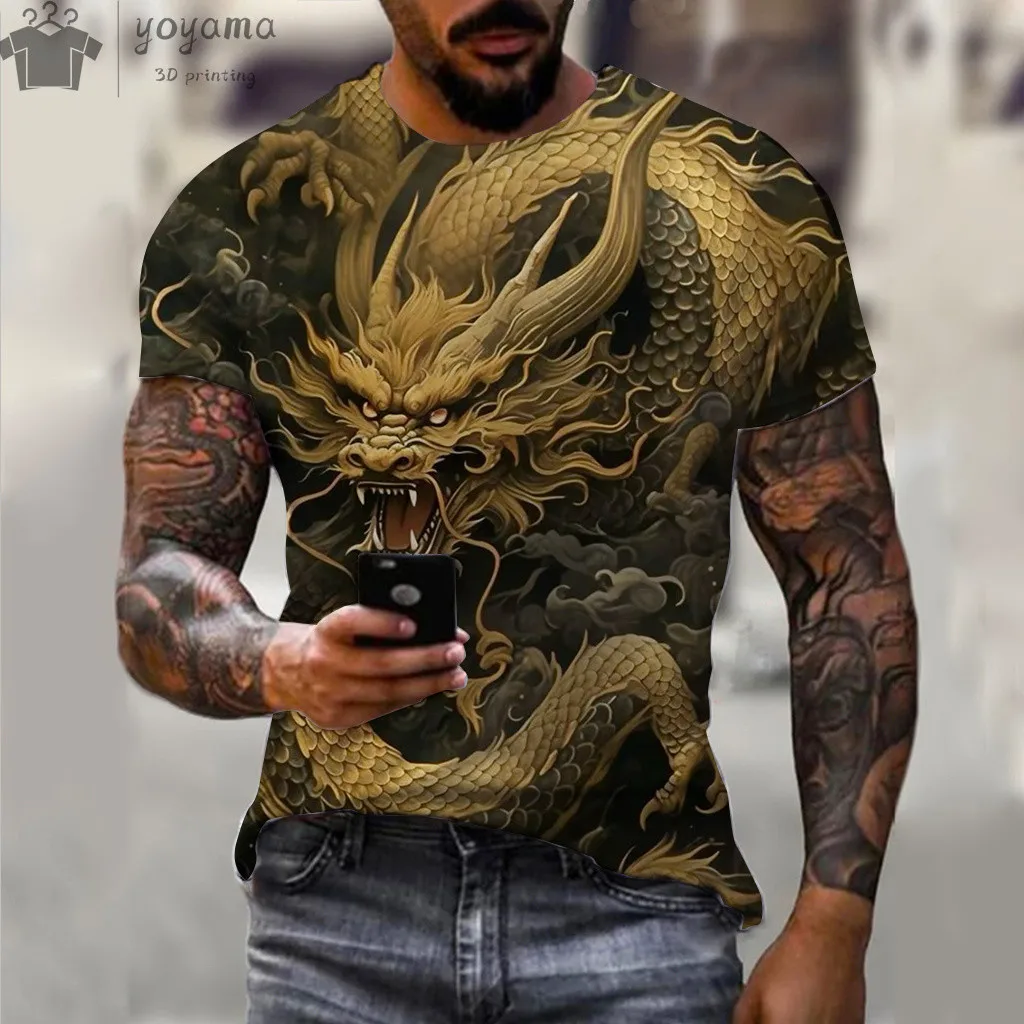 Men's Dragon T-Shirt Fashion 3d Printed T Shirt Animal Pattern Short Sleeved Oversized Streetwear Tees Summer Casual Mens Tops image 6