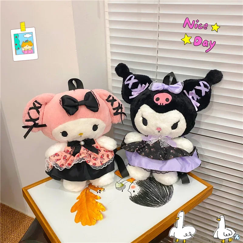 

New MINISO Sanlio Mini Plush Backpack Kawaii Trendy Play Banquet Kuromi Doll Girl Plush Doll Melody Backpack Doll Christmas Gift