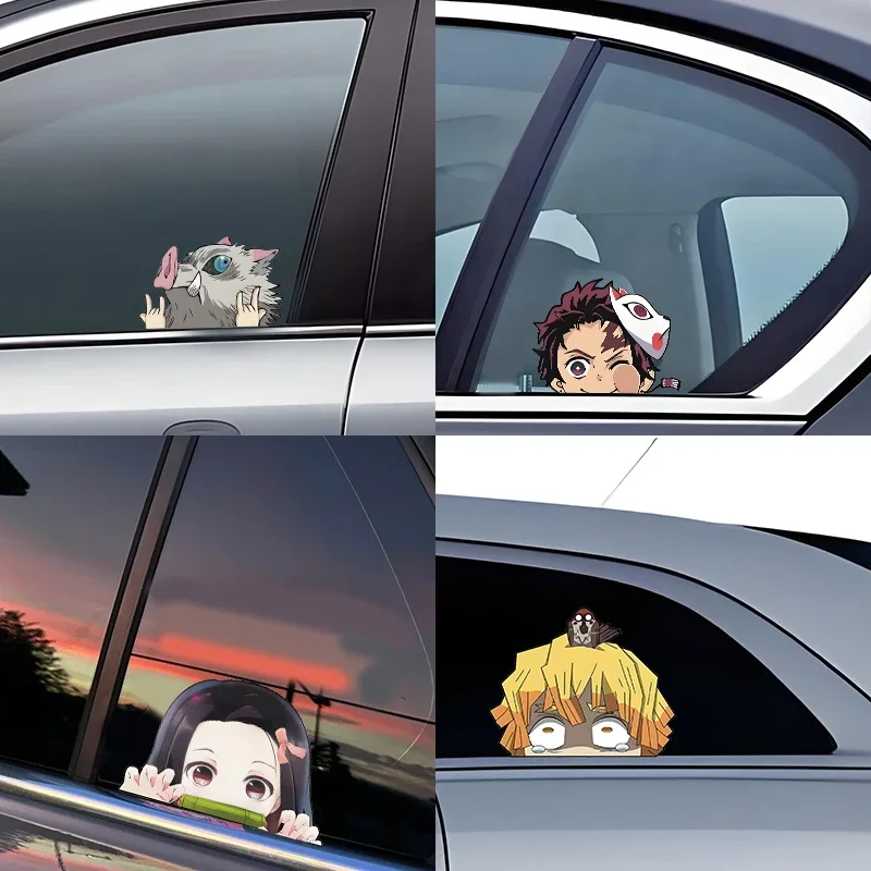 ملصقات أنيمي شيطان القاتل لطيف نظرة خاطفة سيارة ملصق مقاوم للماء ملصقات واقية من الشمس نافذة الكمبيوتر المحمول الجذع ملصق سيارة الديكور