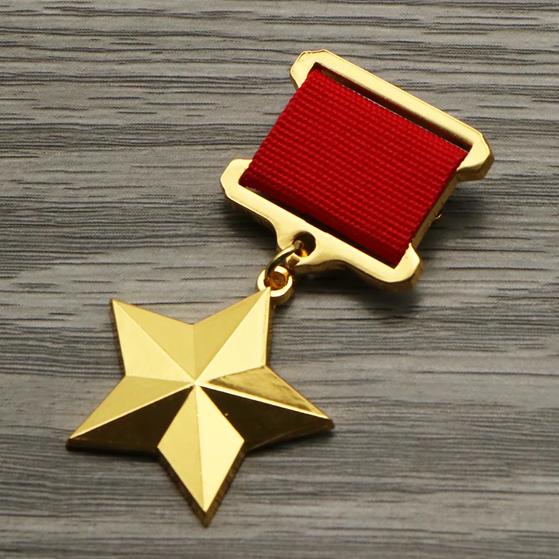 Stalin Gold Star Medal Russian World War II USSR Soviet Five-star Medals with Pins CCCP Badge