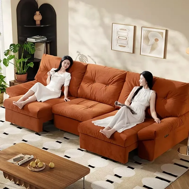 โซฟาปรับเอนไฟฟ้าขนาดใหญ่พร้อมที่วางแขน หุ้มผ้าไมโครไฟเบอร์ โซฟาเล็กสำหรับห้องนั่งเล่น อพาร์ทเมนต์ เฟอร์นิเจอร์หรูหรา