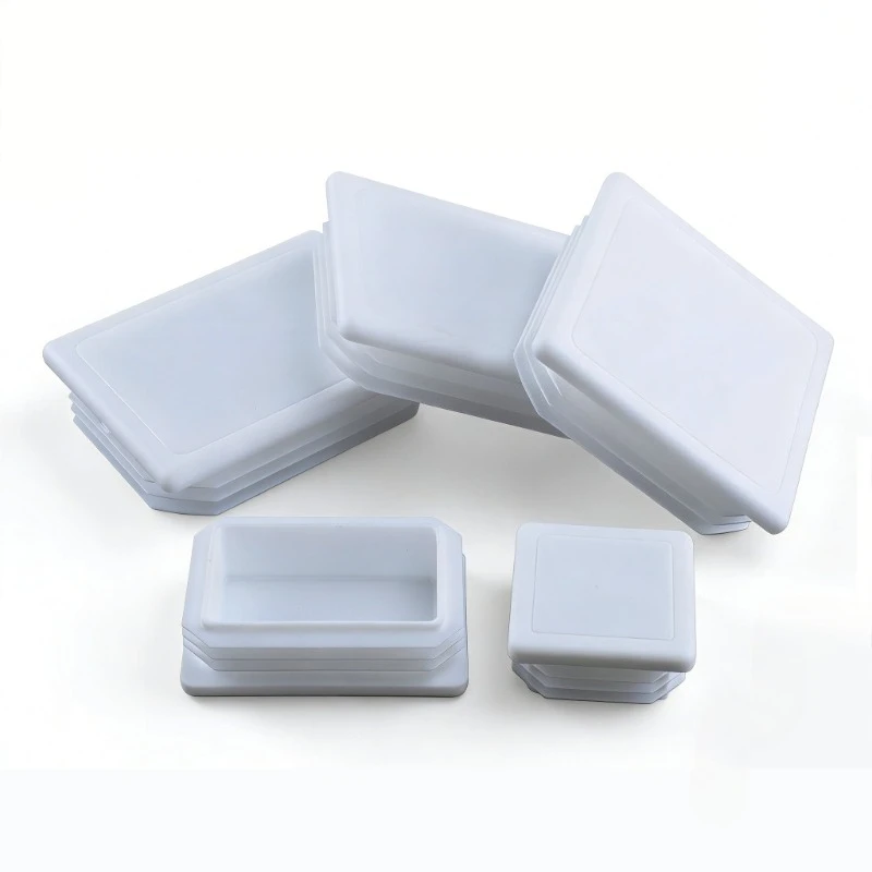 White Square Tube Pipe Plug Rectangle Plastic Blanking End Cap Table Leg Feet Inserts Plugs Dust Cover 15x15mm to 60x120mm image 5