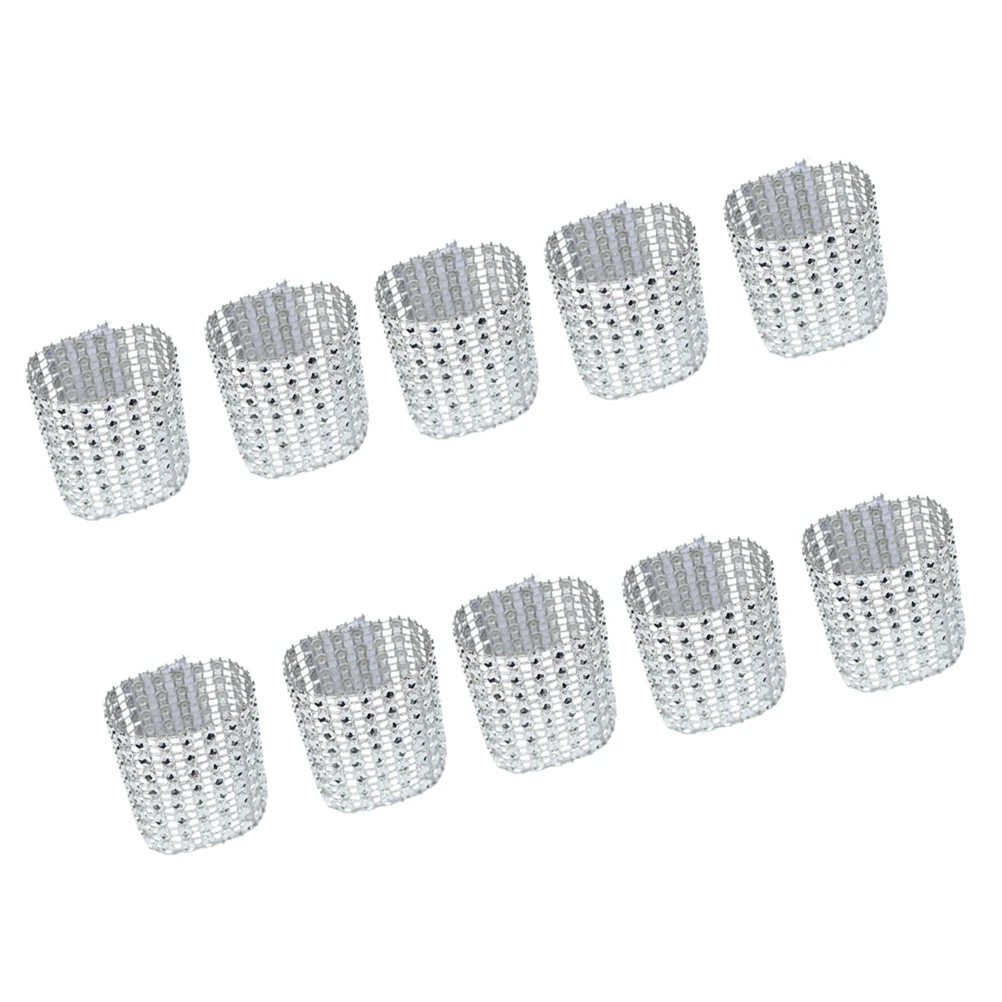 

40 Pcs Rings Elegant Silver Decorative Wedding Party Home Diamond Wedding Napkin Ring Simulated Kitchen Bar Accessories