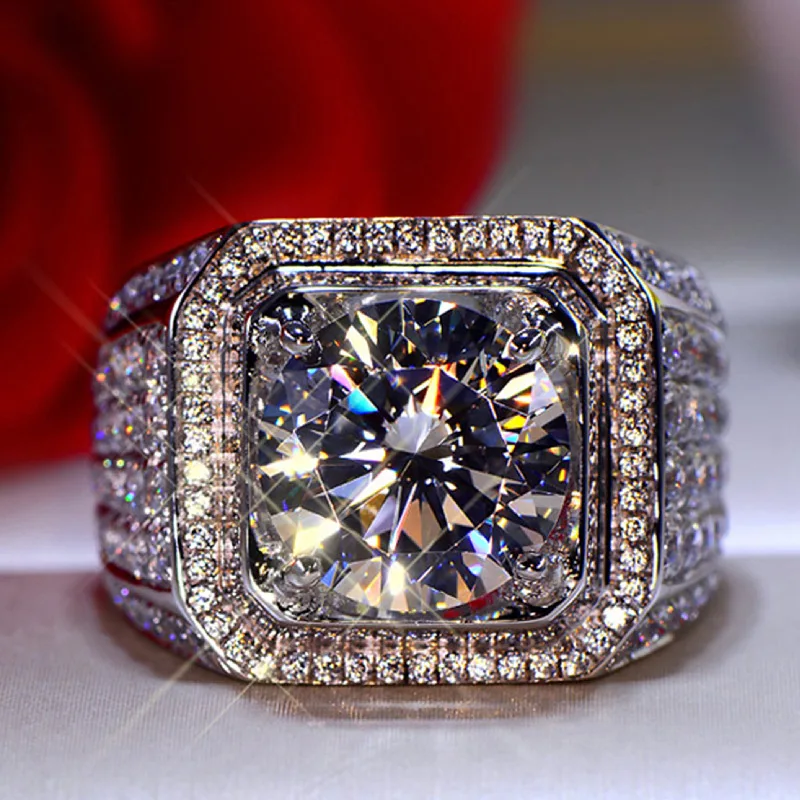

Unique Male 3ct Lab Diamond Ring 925 sterling silver Jewelry Engagement Wedding band Rings for men Luxury Party accessory