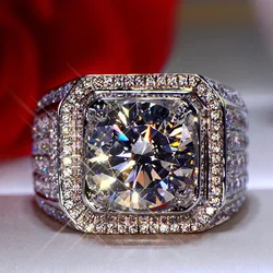 Unique Male 3ct Lab Diamond Ring 925 sterling silver Jewelry Engagement Wedding band Rings for men Luxury Party accessory
