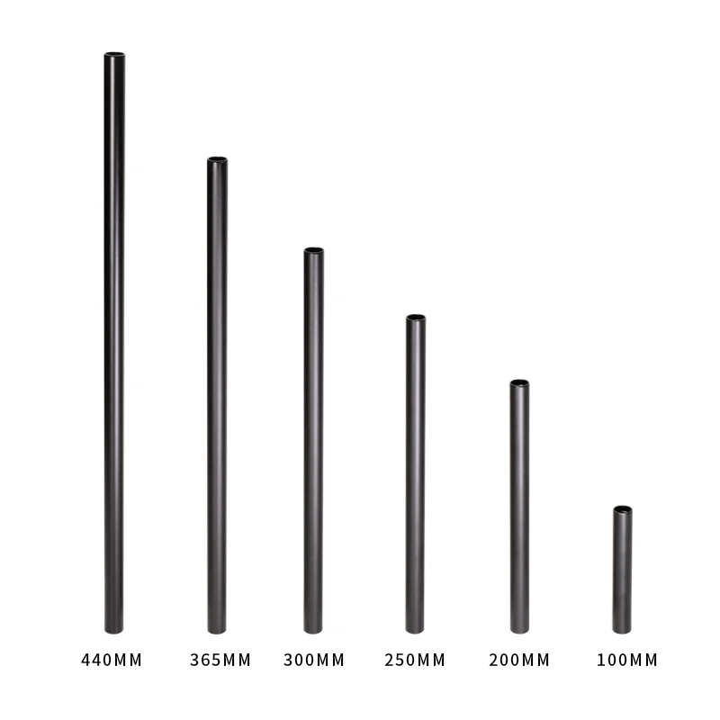 LanParte 2PCS 15mm Aluminum Alloy Rods 100mm 200mm 250mm 300mm 365mm 440mm Long for DSLR Camera 15mm Rod Rail System